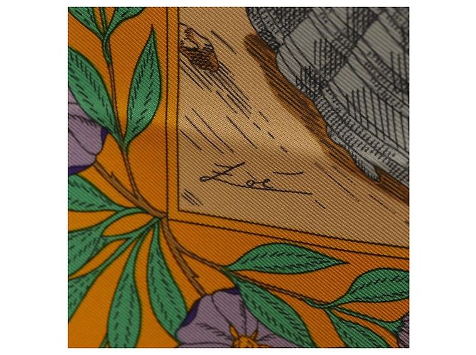 Hermès HERMES Sciarpa Carré 90 "COSTUMI DEI DEPARTAMENTI" Sete Gialla Auth 174178A Giallo - vista 12