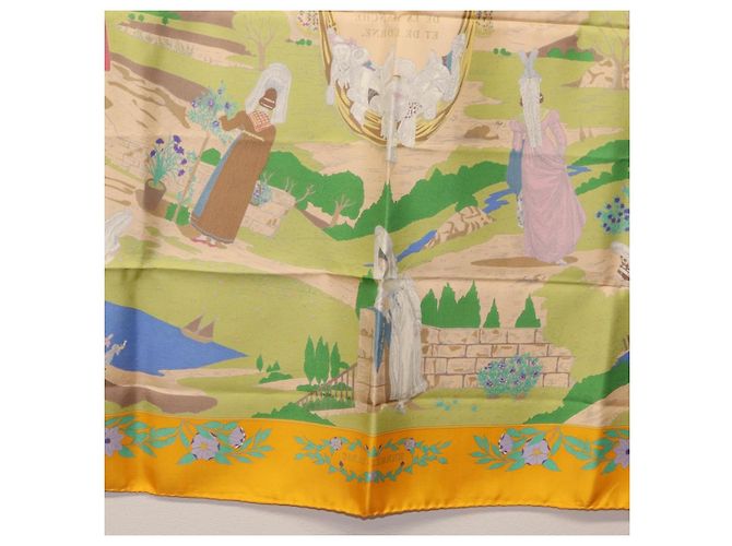 Hermès HERMES Sciarpa Carré 90 "COSTUMI DEI DEPARTAMENTI" Sete Gialla Auth 174178A Giallo - vista 21