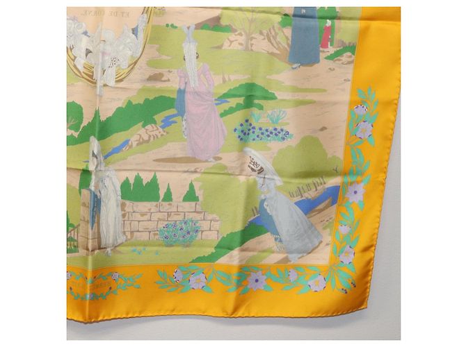 Hermès HERMES Sciarpa Carré 90 "COSTUMI DEI DEPARTAMENTI" Sete Gialla Auth 174178A Giallo - vista 22