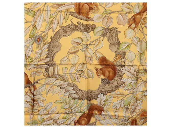Hermès Foulard HERMES Carre 90 ""CASSE NOISETTE"" Seta Gialla Auth 174180A Giallo - vista 6