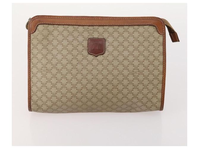 Céline Clutch in tela Macadam CELINE in pelle PVC 5 pezzi marrone navy beige Auth YKZ425 Blu navy - vista 7