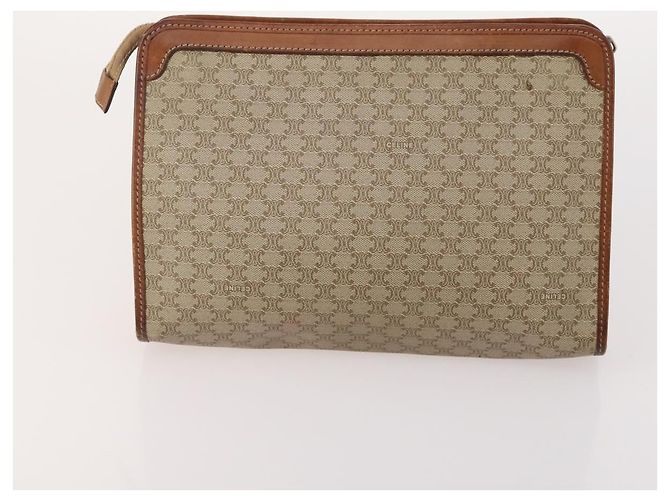 Céline Clutch in tela Macadam CELINE in pelle PVC 5 pezzi marrone navy beige Auth YKZ425 Blu navy - vista 8