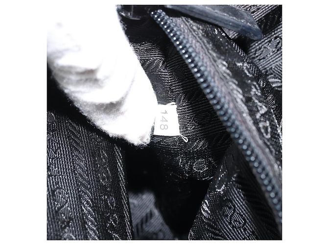 PRADA Borsa a mano in nylon nero argento Auth BAZ141A - vista 12