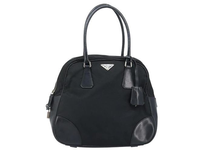 PRADA Borsa a mano in nylon nero argento Auth BAZ141A - vista 13