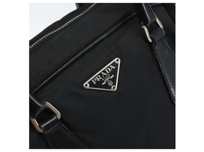 PRADA Borsa a mano in nylon nero argento Auth BAZ141A - vista 17