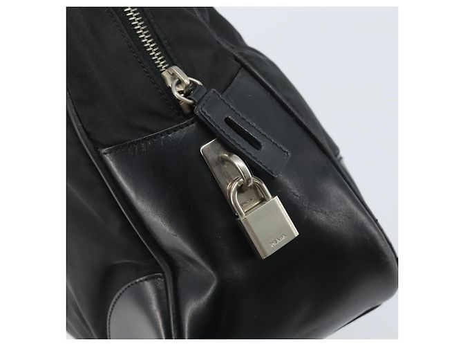 PRADA Borsa a mano in nylon nero argento Auth BAZ141A - vista 18