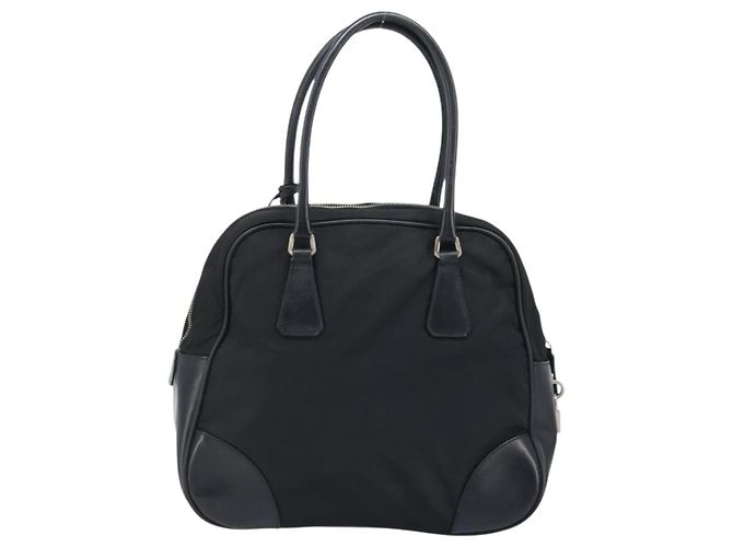 PRADA Borsa a mano in nylon nero argento Auth BAZ141A - vista 2