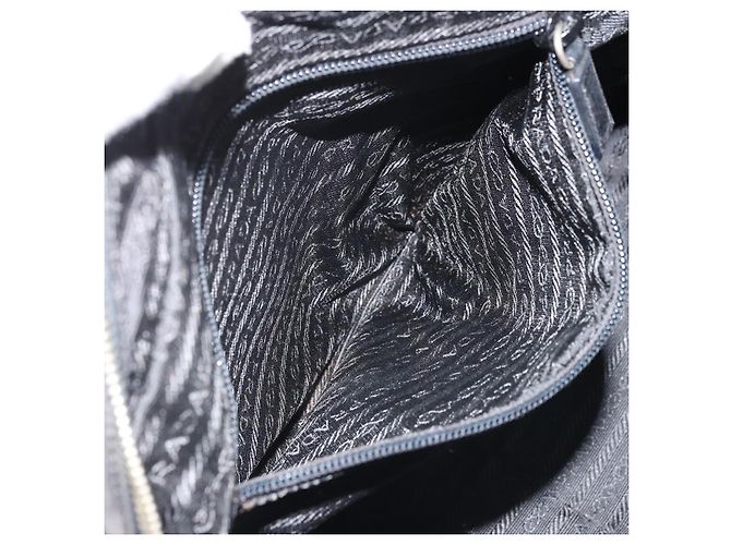 PRADA Borsa a mano in nylon nero argento Auth BAZ141A - vista 24