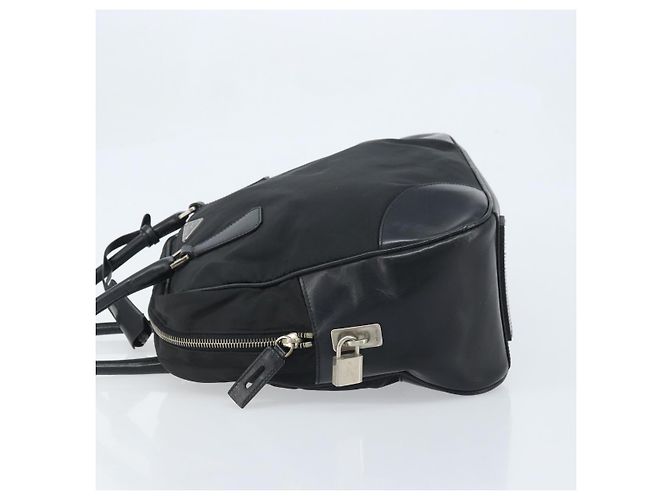 PRADA Borsa a mano in nylon nero argento Auth BAZ141A - vista 4