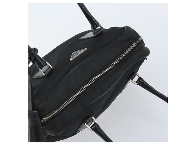 PRADA Borsa a mano in nylon nero argento Auth BAZ141A - vista 6