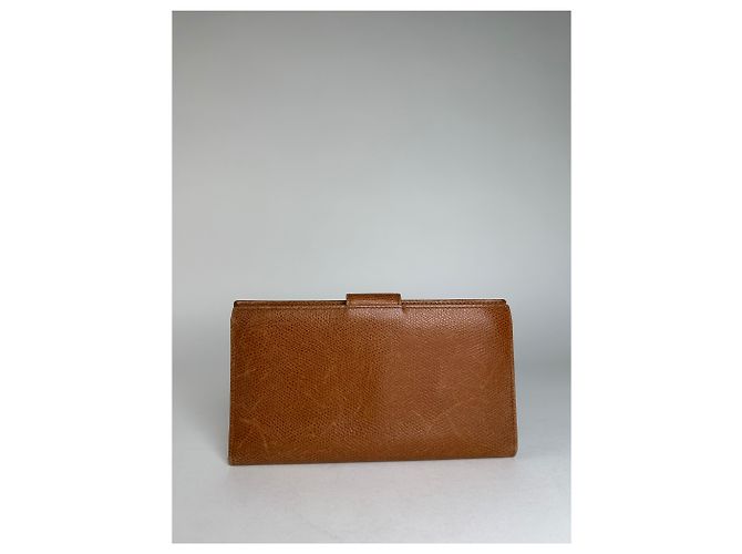 Céline Vintage Celine Paris Snake Emblossed Long Leather wallet Brown - view 2