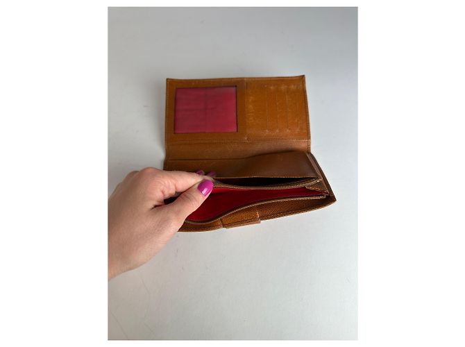 Céline Vintage Celine Paris Snake Emblossed Long Leather wallet Brown - view 6