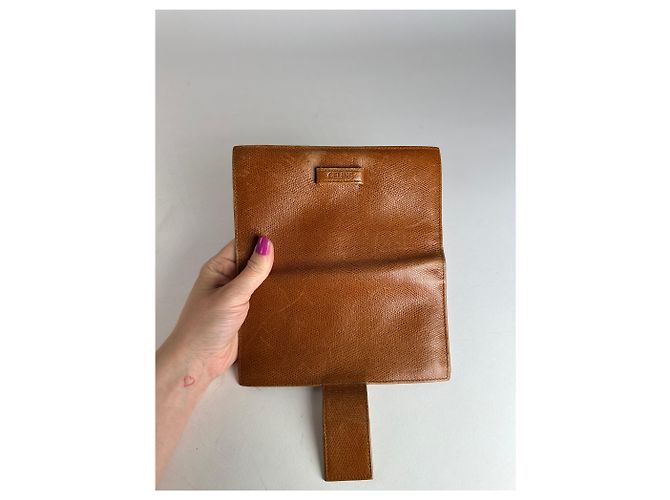 Céline Vintage Celine Paris Snake Emblossed Long Leather wallet Brown - view 7