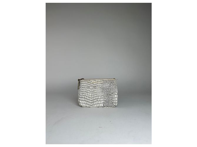 Comme Des Garcons Clutch in pelle astratta vintage Comme Des Garçons bianco e nero - vista 8