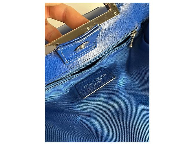 Vintage Courreges 2-Wege-Lederhandtasche Blau - Ansicht 5