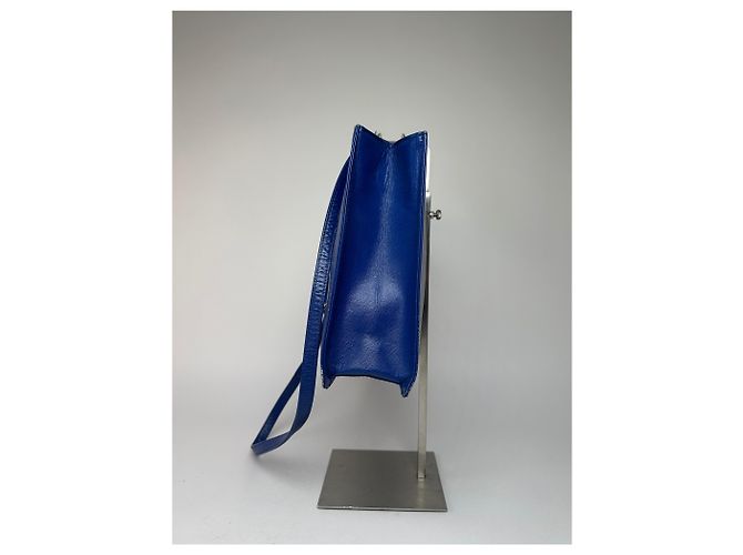 Vintage Courreges 2-Wege-Lederhandtasche Blau - Ansicht 8