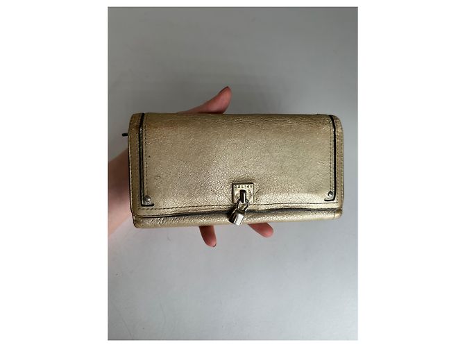 Céline Vintage Celine Paris Leder Langbörse Gold Golden - Ansicht 3