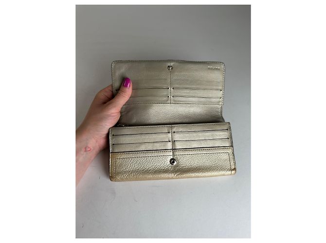 Céline Vintage Celine Paris Leder Langbörse Gold Golden - Ansicht 4