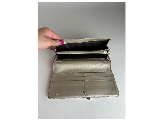 Céline Vintage Celine Paris Leder Langbörse Gold Golden - Ansicht 6