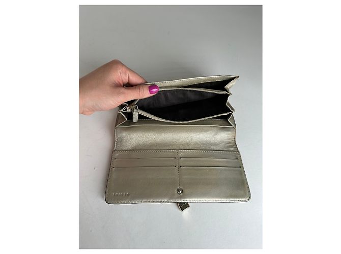 Céline Vintage Celine Paris Leder Langbörse Gold Golden - Ansicht 7
