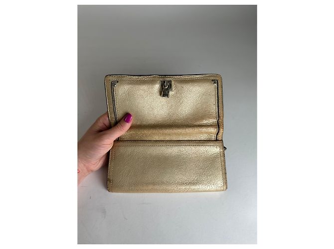 Céline Vintage Celine Paris Leder Langbörse Gold Golden - Ansicht 8