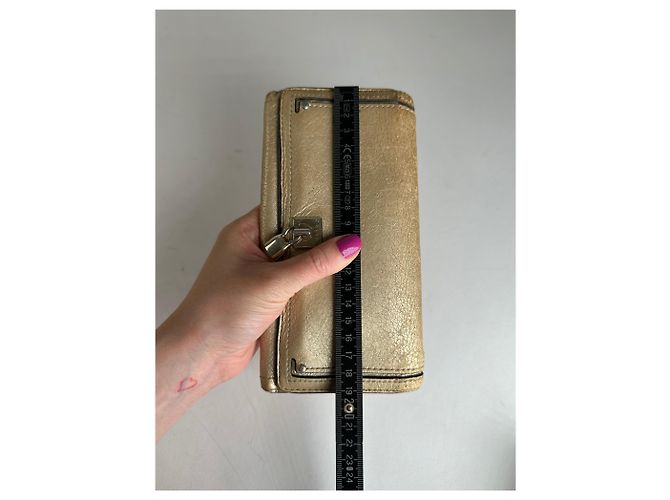 Céline Vintage Celine Paris Leder Langbörse Gold Golden - Ansicht 9