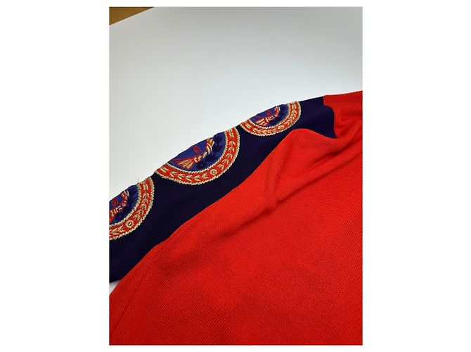 Vintage Gianni Versace Rollkragenpullover M Rot Blau Schwarz Mehrfarben - Ansicht 12