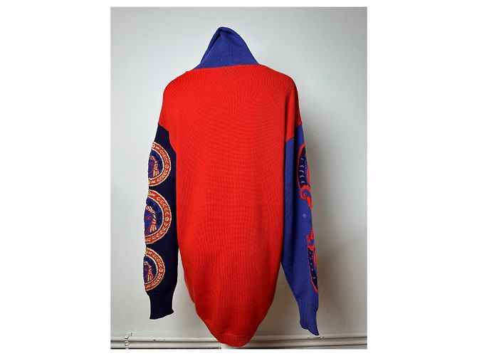 Vintage Gianni Versace Rollkragenpullover M Rot Blau Schwarz Mehrfarben - Ansicht 15