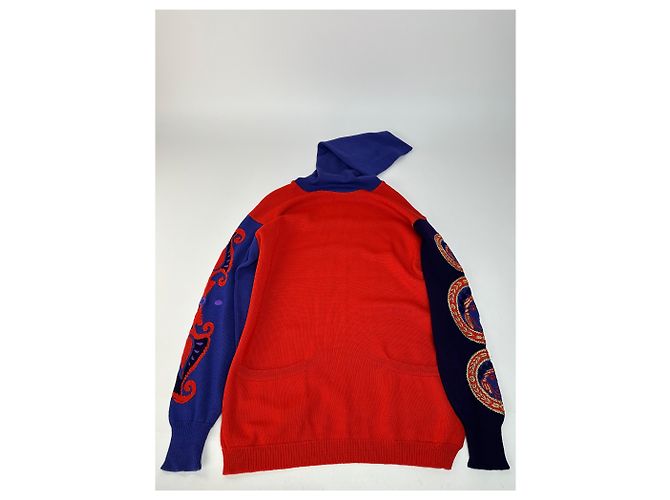 Vintage Gianni Versace Rollkragenpullover M Rot Blau Schwarz Mehrfarben - Ansicht 3