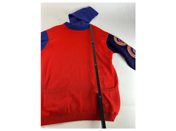 Vintage Gianni Versace Rollkragenpullover M Rot Blau Schwarz Mehrfarben - Ansicht 7