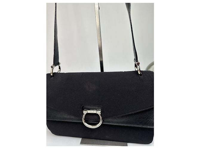 Céline Vintage Celine Paris Flap Schultertasche aus Polyester und Leder Schwarz - Ansicht 7