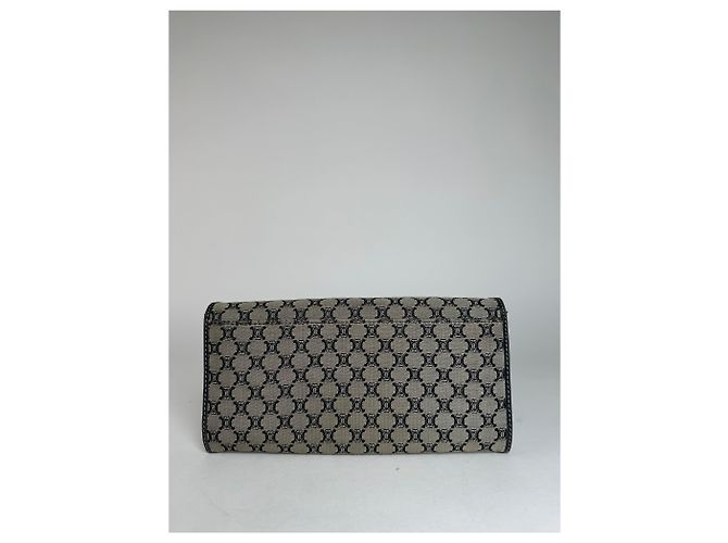 Céline Vintage Celine Paris Triomphe Monogram Long Wallet Grey Black Dark grey - view 2