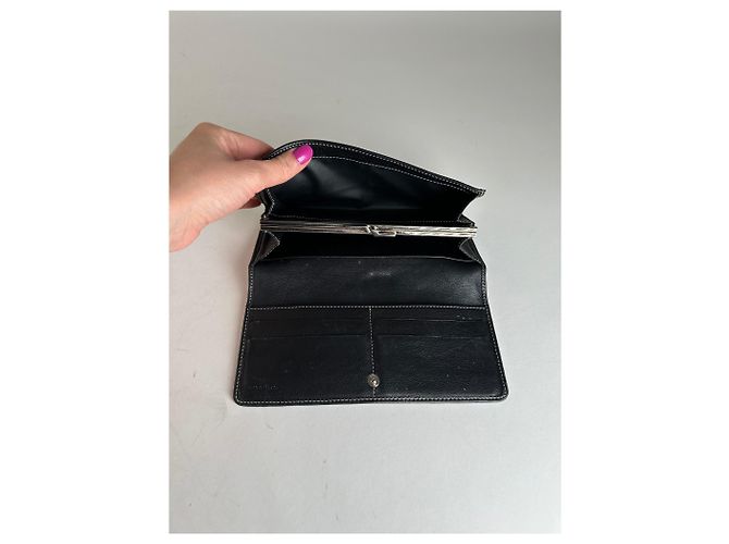 Céline Vintage Celine Paris Triomphe Monogram Long Wallet Grey Black Dark grey - view 3