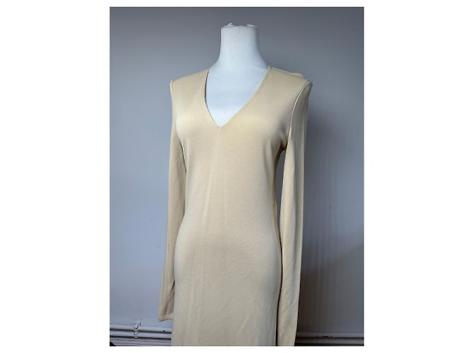 Vintage Gucci Viskosekleid M Beige - Ansicht 14