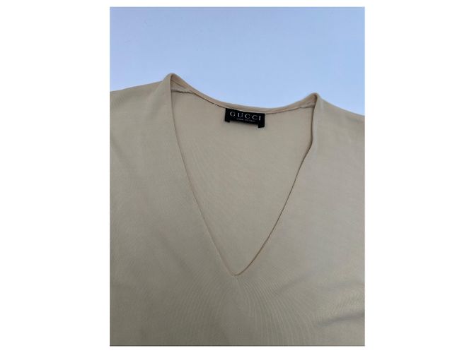Vintage Gucci Viskosekleid M Beige - Ansicht 6