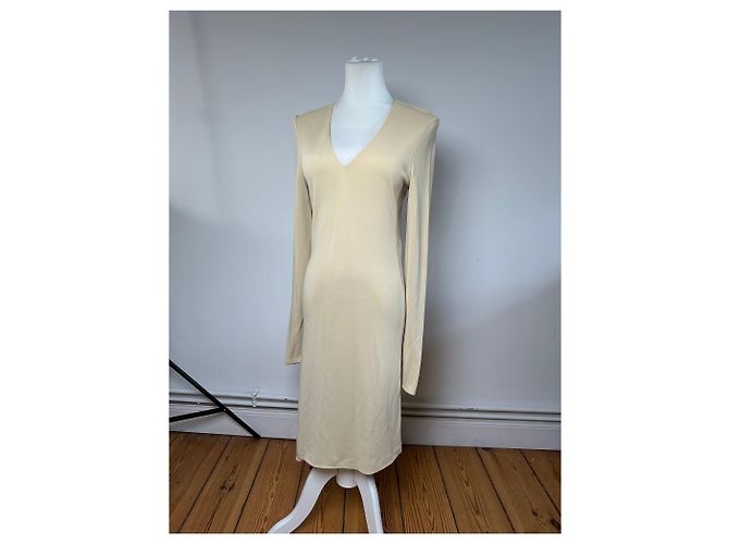 Vintage Gucci Viskosekleid M Beige - Ansicht 8