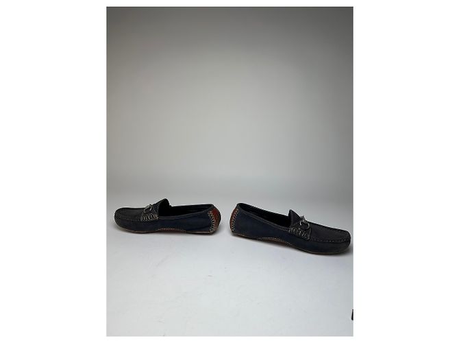 Vintage Gucci Wildleder Slipper mit Pferdebit Anthrazit 40,5 Schwarz - Ansicht 3