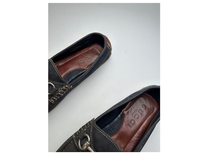 Vintage Gucci Wildleder Slipper mit Pferdebit Anthrazit 40,5 Schwarz - Ansicht 4