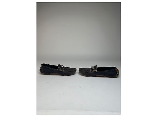 Vintage Gucci Wildleder Slipper mit Pferdebit Anthrazit 40,5 Schwarz - Ansicht 6
