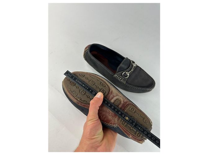 Vintage Gucci Wildleder Slipper mit Pferdebit Anthrazit 40,5 Schwarz - Ansicht 8