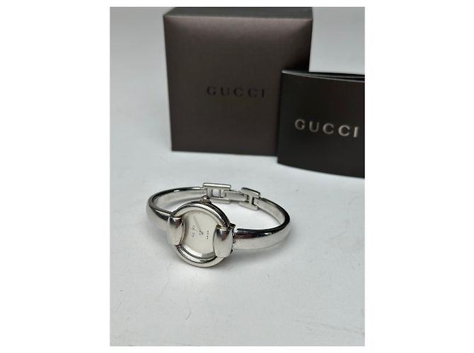 Vintage Gucci Quarz Pferdebeißer Uhr Silber - Ansicht 4