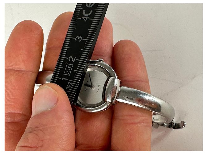 Vintage Gucci Quarz Pferdebeißer Uhr Silber - Ansicht 7