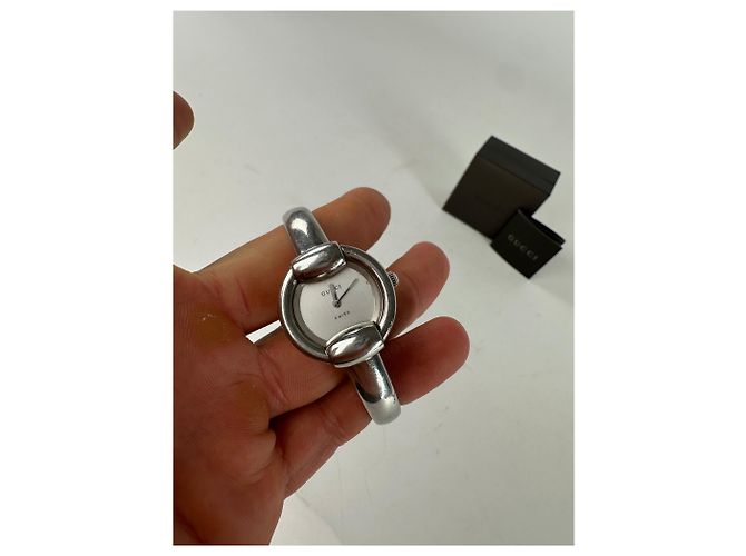 Vintage Gucci Quarz Pferdebeißer Uhr Silber - Ansicht 9