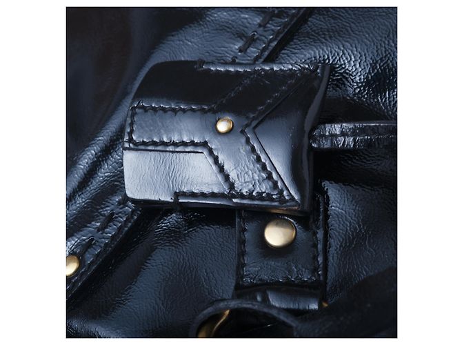 Borsa Muse in pelle verniciata nera Yves Saint Laurent Nero - vista 11