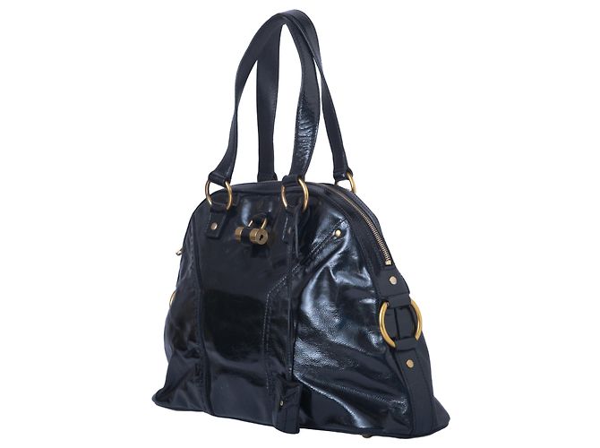 Borsa Muse in pelle verniciata nera Yves Saint Laurent Nero - vista 2