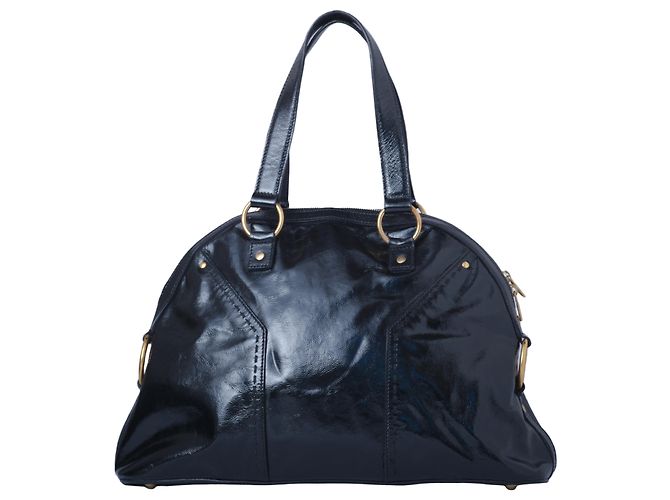 Borsa Muse in pelle verniciata nera Yves Saint Laurent Nero - vista 3