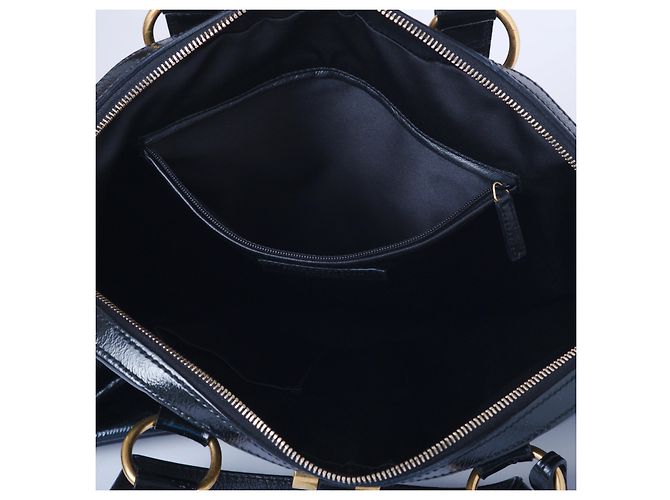 Borsa Muse in pelle verniciata nera Yves Saint Laurent Nero - vista 8