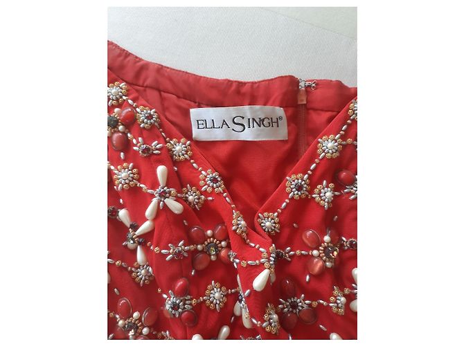 Blusa de seda roja bordada Ella Singh Multicolor - vista 2