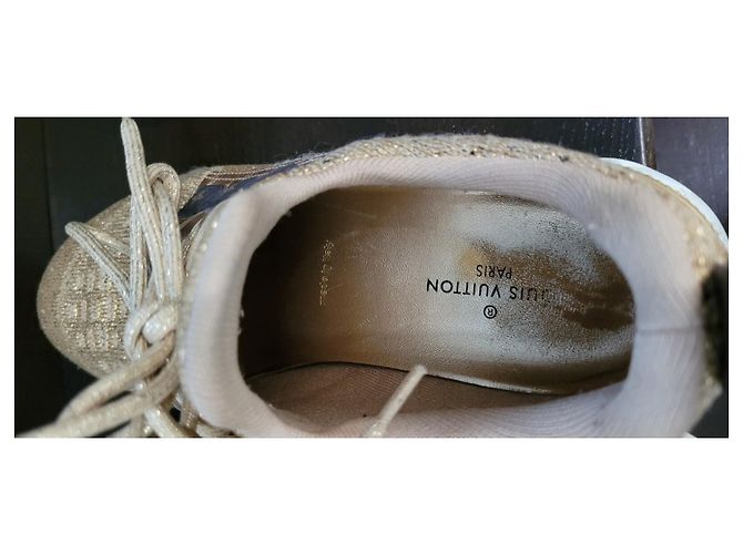 Louis Vuitton Gold Knit Fabric Leather Aftergame Sneakers Sz.40 Pre-Owned - view 5