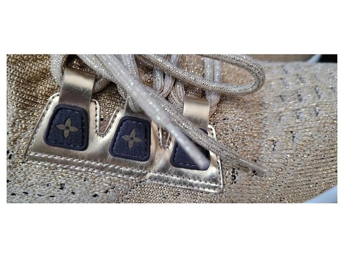 Louis Vuitton Gold Knit Fabric Leather Aftergame Sneakers Sz.40 Pre-Owned - view 6